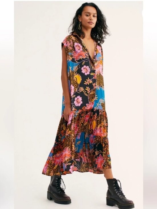 Free People Dresses & Skirts - Free People On My Mind Floral Patchwork Maxi Dress Size M NWT $148